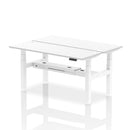 White Air 2-person back-to-back slimline height adjustable bench desk by Dynamic, showing the sleek, modern design and adjustable features.