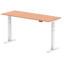 Beige air slimline height adjustable desk with cable ports from Dynamic, featuring a beech finish and modern design.