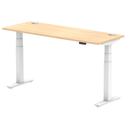 Dynamic Air Slimline height adjustable desk in maple finish with cable ports, featuring a sleek modern design and adjustable height.
