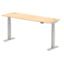 Dynamic Air Slimline height adjustable desk with cable ports in maple finish, featuring a sleek, modern design and ergonomic features.