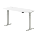 White Dynamic Air Slimline height adjustable desk with cable ports, modern workspace furniture for flexible office setup.