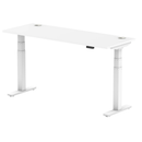 White Air Slimline height adjustable desk by Dynamic with cable ports, featuring a sleek modern design and sturdy construction.