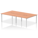 Dynamic Evolve Plus B2B 4-person bench desk in beech wood with sturdy metal legs, ideal for collaborative office spaces.