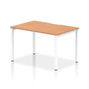 Dynamic Evolve Plus Single Starter Bench Desk in oak wood finish, featuring a modern design and sturdy construction.