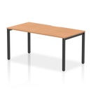 Evolve Plus Single Starter Bench Desk in oak wood by Dynamic, showing a sleek, modern office desk with a smooth oak finish.