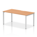 Dynamic Evolve Plus Single Starter Bench Desk in oak wood with sleek, modern design and sturdy construction.