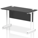 Black Impulse 600mm deep straight desk with cantilever legs by Dynamic, showcasing its sleek design and sturdy construction.