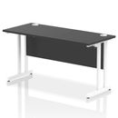 Black Impulse 600mm deep straight desk by Dynamic with cantilever legs, featuring a sleek modern design and sturdy construction.