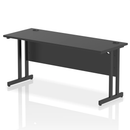 Black Impulse 600mm deep straight desk with cantilever legs by Dynamic, featuring a sleek modern design and sturdy construction.