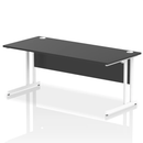 Black Impulse 800mm deep straight desk with cantilever legs from Dynamic, showing the sleek tabletop and sturdy black frame.
