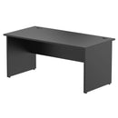 Black Impulse 800mm deep straight desk with panel legs by Dynamic, showing a modern office workspace with clean lines and sturdy construction.