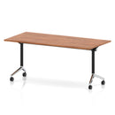 Dynamic Impulse Plus flip top rectangular table in walnut finish, showcasing its sleek design and sturdy construction.