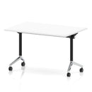 White Impulse Plus Flip Top Rectangular Table by Dynamic, showing its sleek surface and flip top mechanism for versatile use