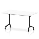 White Impulse Plus Flip Top Rectangular Table by Dynamic with a sleek, modern design and sturdy metal legs.