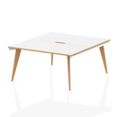 Two-person Oslo B2B desk by Dynamic with sleek wood finish and sturdy metal legs, ideal for office workspaces.