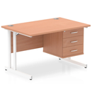 Impulse cantilever straight desk with fixed beech pedestal by Dynamic, featuring a clean wood finish and sturdy metal frame.