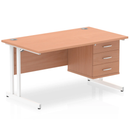 Dynamic Impulse cantilever straight desk with fixed beech pedestal, featuring clean lines and a modern office workspace design.