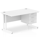 White Impulse Cantilever Straight Desk with fixed pedestal by Dynamic, featuring a clean, modern design and sturdy construction.