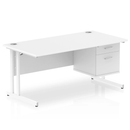 White Impulse Cantilever straight desk with fixed pedestal from Dynamic, featuring clean lines and sturdy construction.