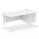 White Impulse cantilever straight desk with fixed pedestal from Dynamic, featuring a clean, modern office workspace design.