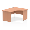 Dynamic Impulse Crescent Desk with Panel End Leg in Beech finish, featuring a left-hand configuration and modern office design.