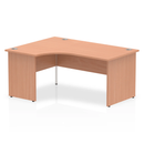 Impulse Crescent Desk with Panel End Leg in Beech by Dynamic, showing a modern office workspace with curved design and panel support.