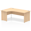 Dynamic Impulse Crescent Desk with Maple finish, panel end leg, 1400mm left-hand configuration, modern office furniture.