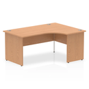 Dynamic Impulse Crescent Desk with Panel End Leg in oak, left-hand view showcasing modern office workspace design.