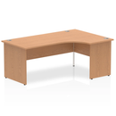 Dynamic Impulse Crescent Desk with Oak finish, panel end leg, left-hand configuration, modern office furniture.
