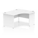 White Impulse Crescent desk by Dynamic with panel end legs, featuring a modern design and smooth surface.