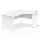 Impulse Crescent desk with panel end leg in white by Dynamic, featuring a sleek modern design and spacious workspace.