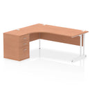 Dynamic Impulse Crescent Desk with 600mm deep beech finish, featuring a high pedestal and modern office design.