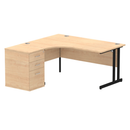 Maple Impulse Crescent desk with 600mm deep high pedestal bundle by Dynamic, showing the sleek crescent-shaped workspace and storage units.
