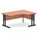 Dynamic Impulse Crescent Desk with Beech finish and cantilever legs, showcasing a modern office workspace design.