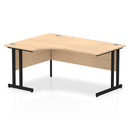 Dynamic Impulse Crescent Desk with Maple finish and cantilever legs, showcasing a modern office workspace.
