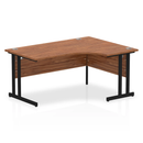 Dynamic Impulse Crescent Desk with Walnut finish and cantilever legs, showcasing sleek modern office furniture design.