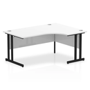 White Impulse Crescent Desk with cantilever legs by Dynamic, featuring a sleek modern design and smooth white finish.