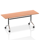 Dynamic Impulse Flip Top Table in beech finish, showing the versatile foldable design and smooth surface for versatile use.