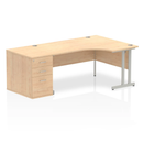 Dynamic Impulse Crescent Maple desk with 800mm deep high pedestal bundle, featuring sleek office design and organized workspace.