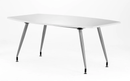 White high gloss writable boardroom table by Dynamic, sleek and modern with a smooth surface for writing and meetings.