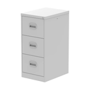 Light grey QUBE filing cabinet by Dynamic with three drawers, showcasing a modern office storage solution.