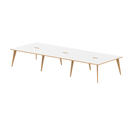 Dynamic Oslo 6-person B2B desk shown in a modern office setting with spacious work surfaces and sturdy design.