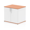 Beech Impulse Desk High Cupboard by Dynamic, showing a sleek white beech finish with storage compartments and modern design.