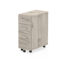 Dynamic Impulse Narrow Under Desk Pedestal with gray finish, featuring drawers and storage space for office organization.