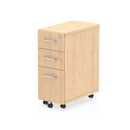 Black Impulse narrow under desk pedestal by Dynamic with drawers and sleek design, ideal for organizing office storage space.