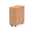 Dynamic Impulse Narrow Under Desk Pedestal in oak wood finish, featuring a compact design for office storage.
