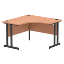 Black Impulse 1200mm cantilever leg corner desk by Dynamic, showing sleek workspace with sturdy metal legs and spacious surface.