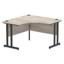 Gray Impulse 1200mm cantilever leg corner desk by Dynamic with black finish, showcasing its spacious work surface and modern design.