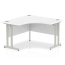 White Impulse 1200mm cantilever leg corner desk by Dynamic with sturdy metal legs and spacious work surface.