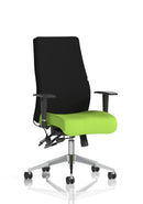 Dynamic Onyx Ergo Posture Chair with bespoke fabric and arms, showcasing ergonomic design and adjustable features.